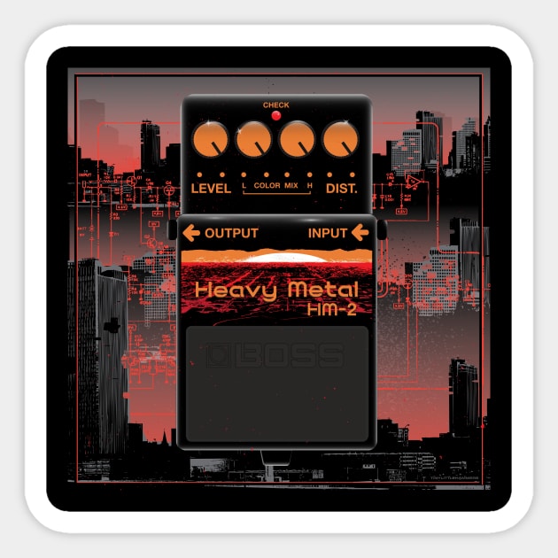 HM-2 heavy metal distortion pedal Sticker by Tiny Little Hammers